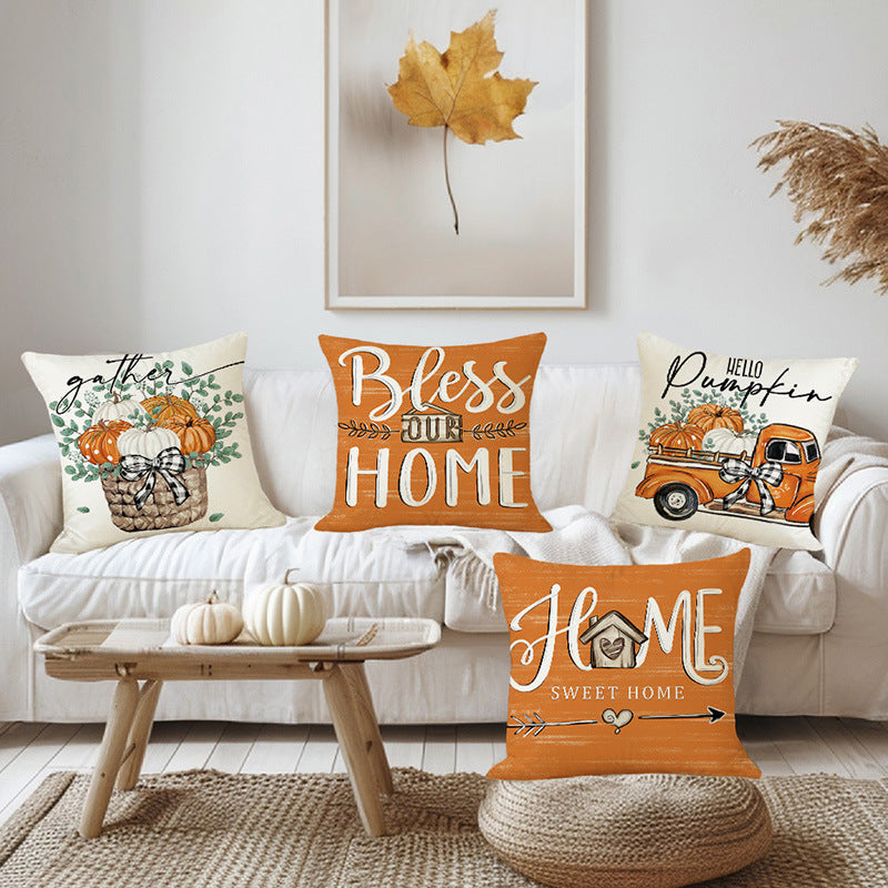 Decorative Throw Pillow Cover with Farmhouse Home Sweet Home Print