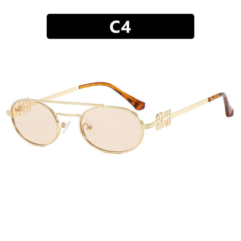 Women's elegant oval sunglasses with luxurious metal frame Stornfield