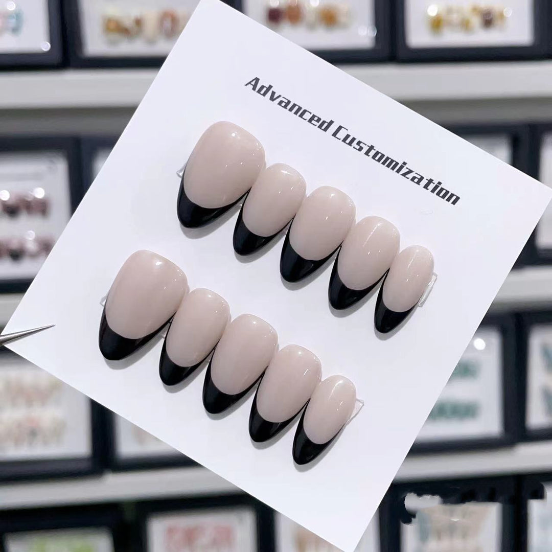 Premium Customizable Press-On Nails with Elegant French Tip Design