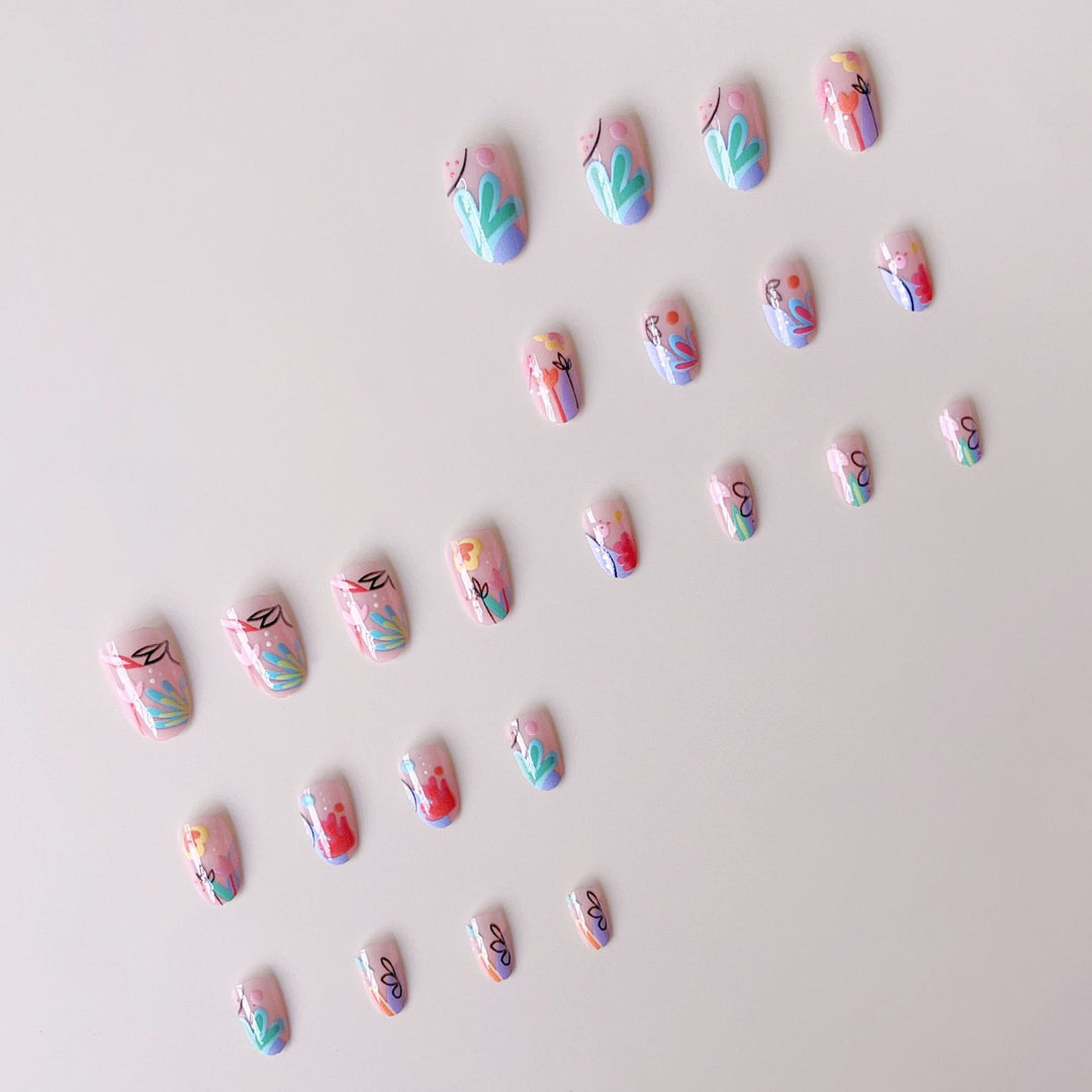 Creative Nail Art Set with Colorful Flower Designs Stornfield