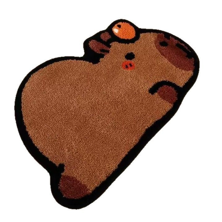 Plush Cartoon Animal-Shaped Non-Slip Accent Rug for Entryway and Bathroom