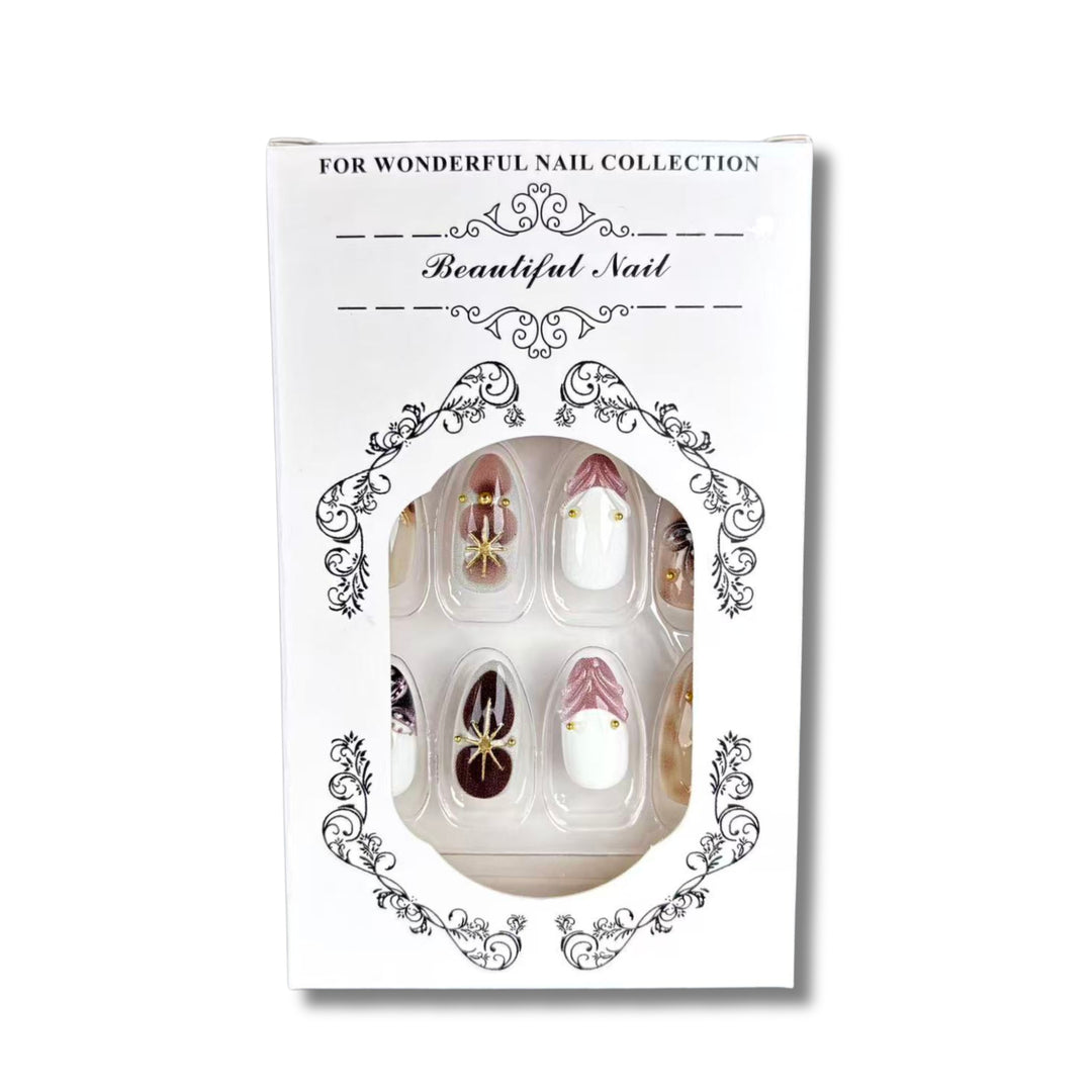Artistic Press-On Nail Set with Elegant Designs
