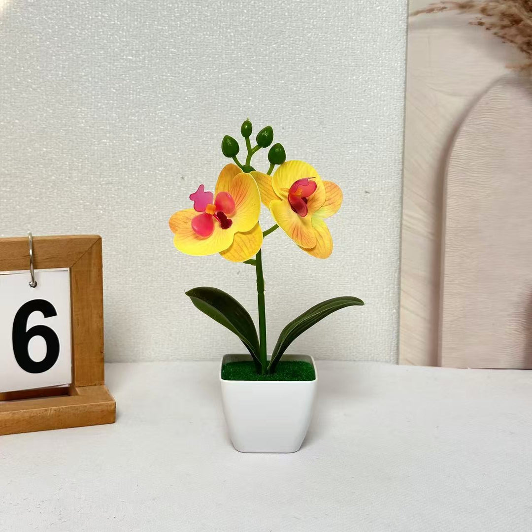 Lifelike Floral Orchid Display for Indoor Home Decor