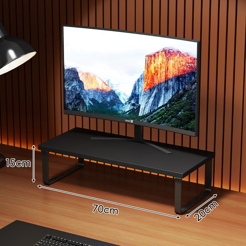 Compact Wooden Monitor Riser with Metal Frame and Under-Shelf Storage