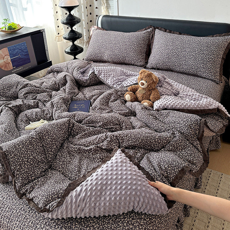 Plush Minky Dot Quilted Comforter Set