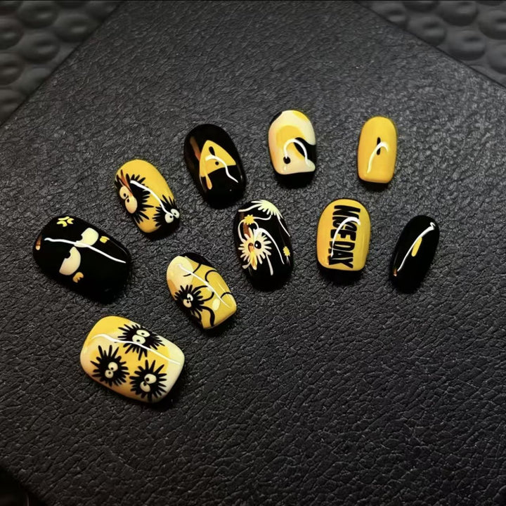 Artistic Coffee-Inspired Press-On Nail Art Set Stornfield