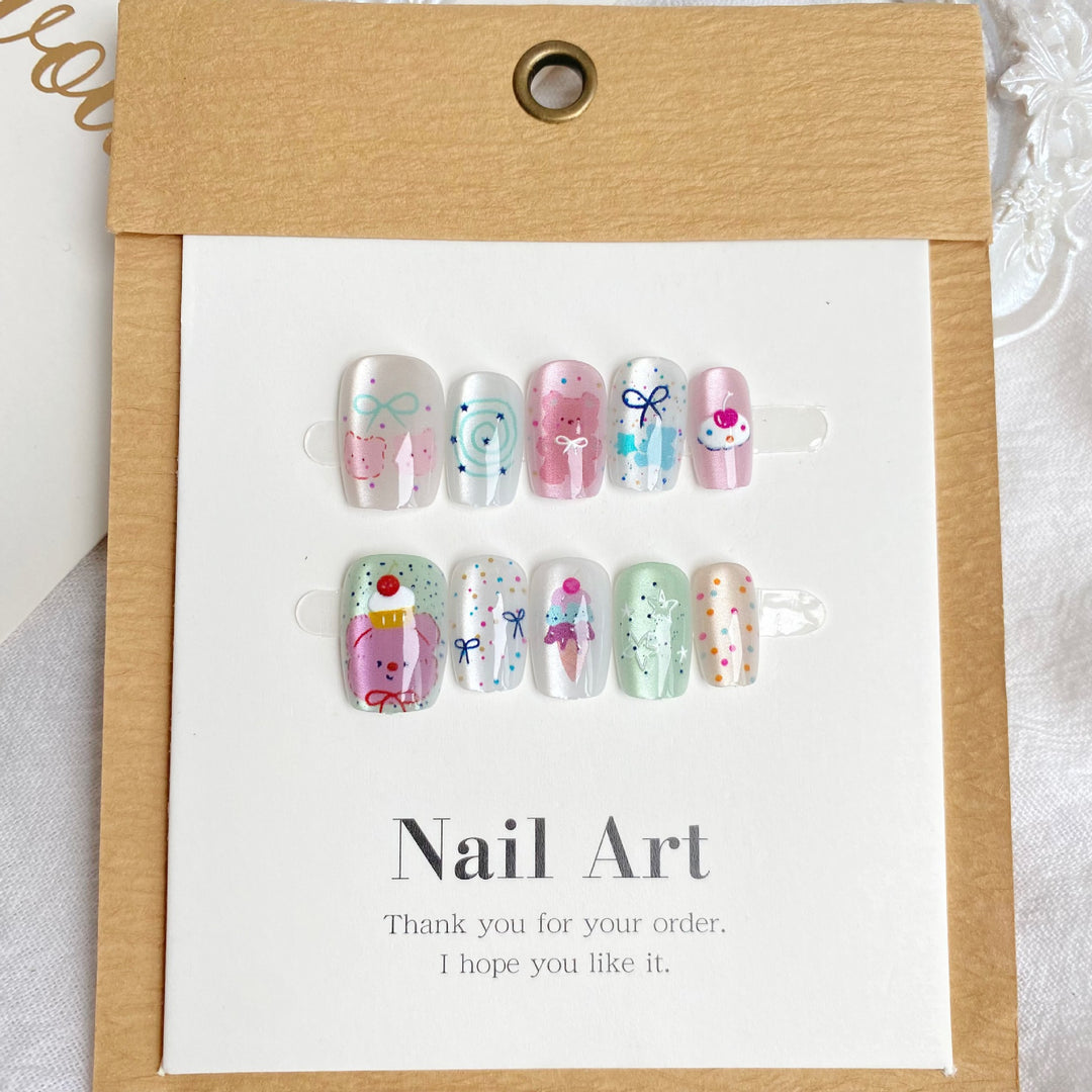 Whimsical Dessert-Themed Press-On Nail Set