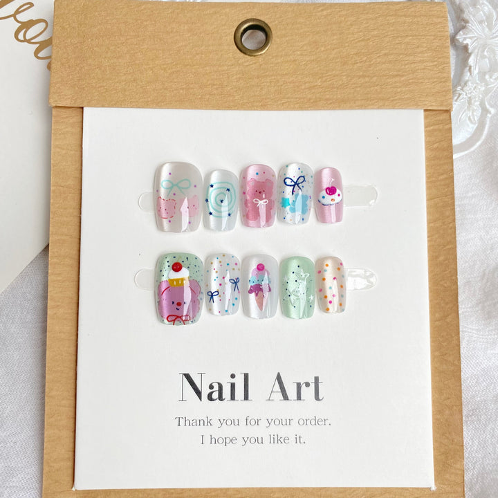 Whimsical Dessert-Themed Press-On Nail Set