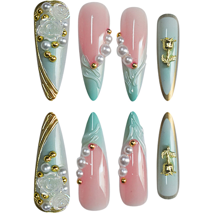 Decorative Stiletto Press-On Nail Art Extensions Stornfield