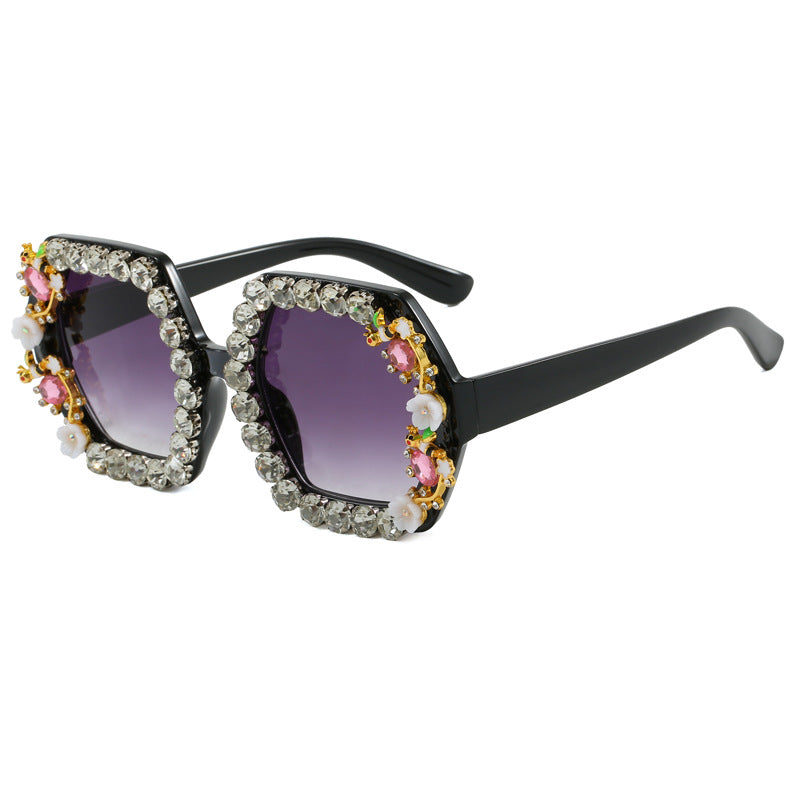 Women's extravagant hexagon sunglasses with crystal embellishment Stornfield