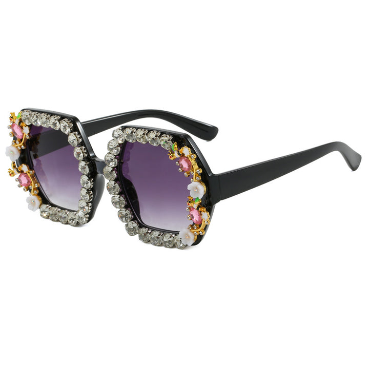 Women's extravagant hexagon sunglasses with crystal embellishment Stornfield