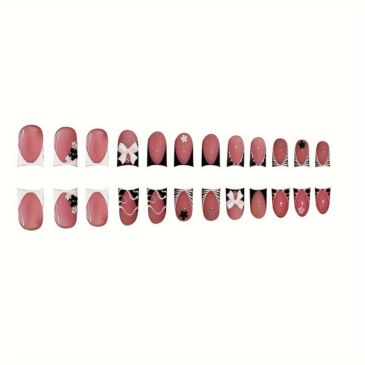 Decorative Press-On Nail Art with Floral and Graphic Designs Stornfield