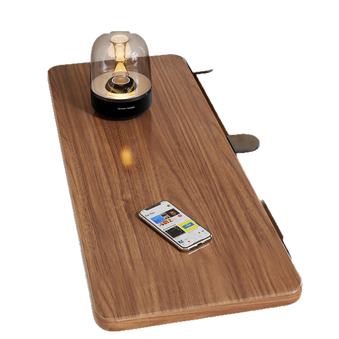 Clamp-On Adjustable Wooden Desk Side Shelf Extension with Foldable Bracket