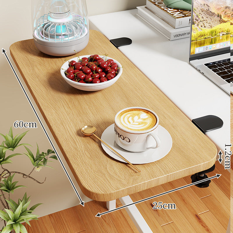 Clamp-On Expandable Desk Side Table Shelf with Wide Smooth Surface and Slim Adjustable Clamp