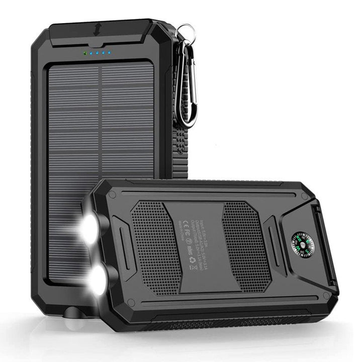 Solar-powered power bank with robust case and integrated LED lighting Stornfield