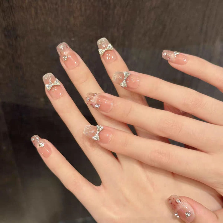 Decorative Rhinestone Bow Press-On Nail Set Stornfield
