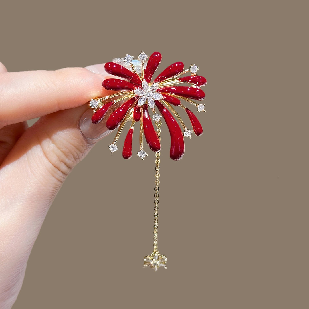 Sparkling flower brooch with chain pendant Stornfield