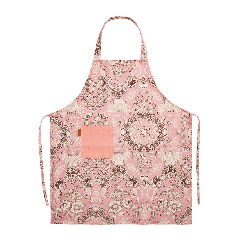 Printed cotton kitchen apron with pocket and adjustable neck strap Stornfield