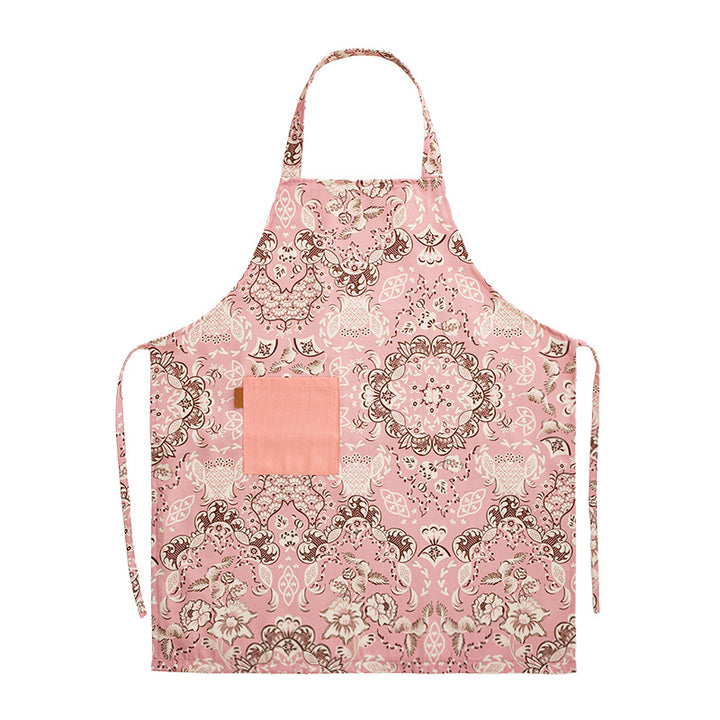 Printed cotton kitchen apron with pocket and adjustable neck strap Stornfield