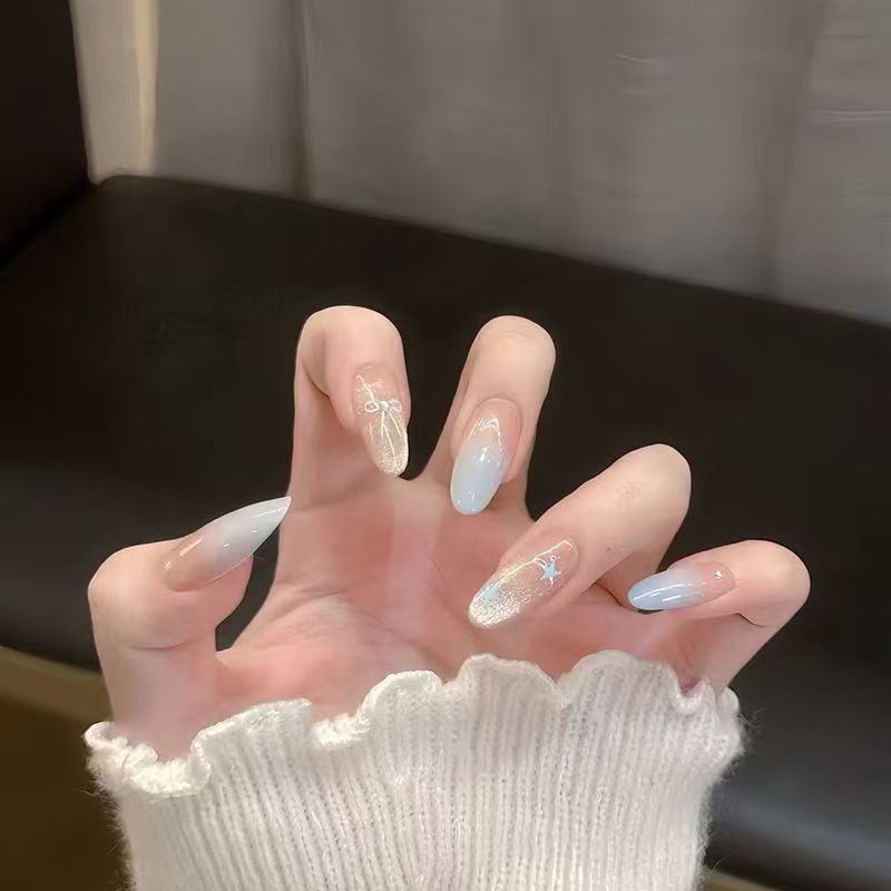 Ombre Stiletto Press-On Nail Art with Gem Accents Stornfield