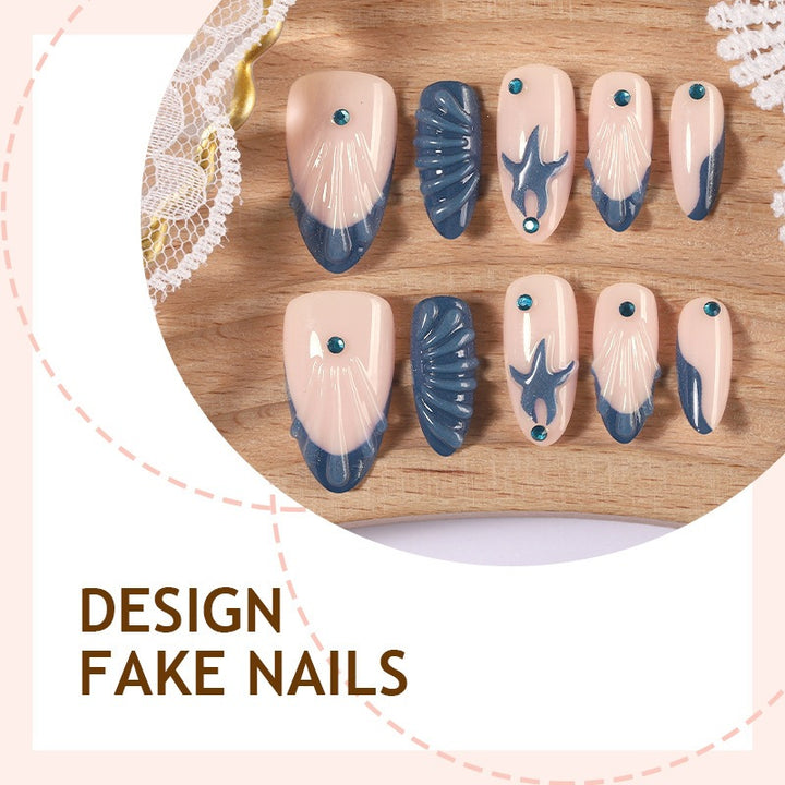 Artificial nail set with maritime shell and star motif Stornfield