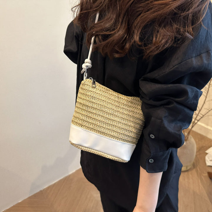 Woven Straw and Leather Crossbody Bag Stornfield