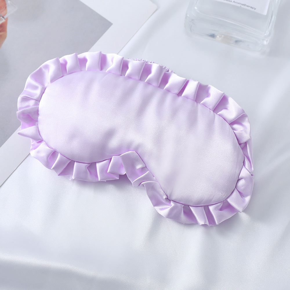 Women's nan satin-gloss eye mask with ergonomic contour, frilled ruffle edge, and gentle padding Stornfield