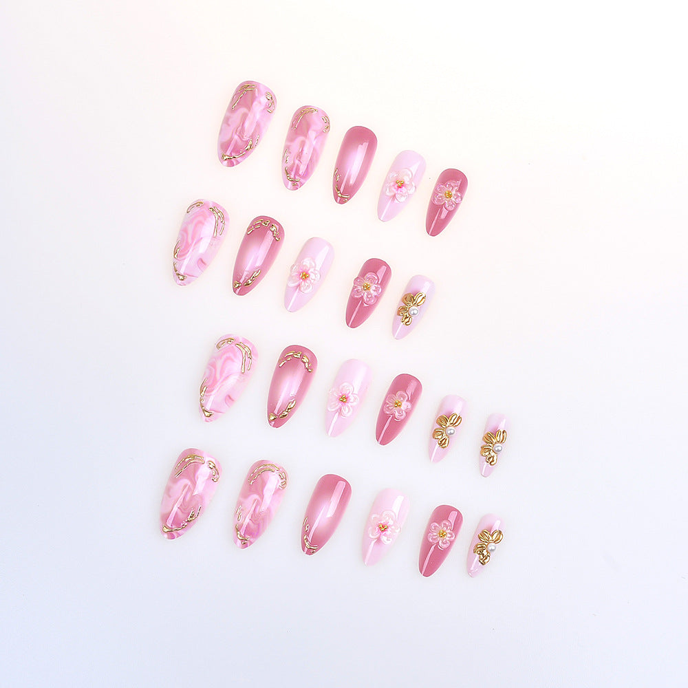 Elegant Marble-Themed Press-On Nail Set Stornfield