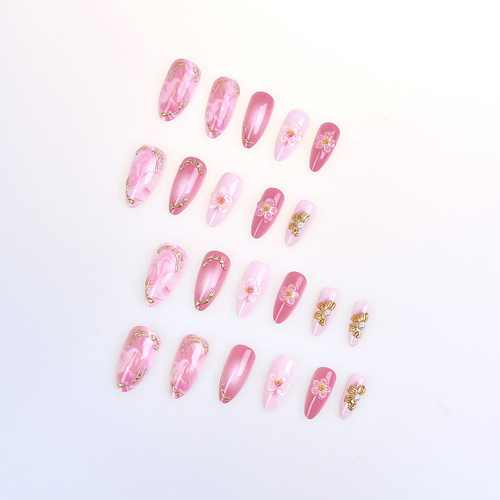 Elegant Marble-Themed Press-On Nail Set Stornfield