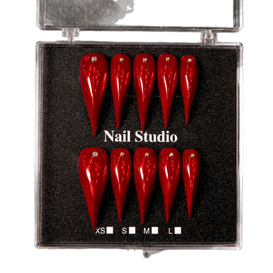Stiletto Press-On Nail Set with Gem Accents