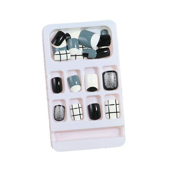 Artistic Press-On Nail Set with Modern Geometric Designs Stornfield