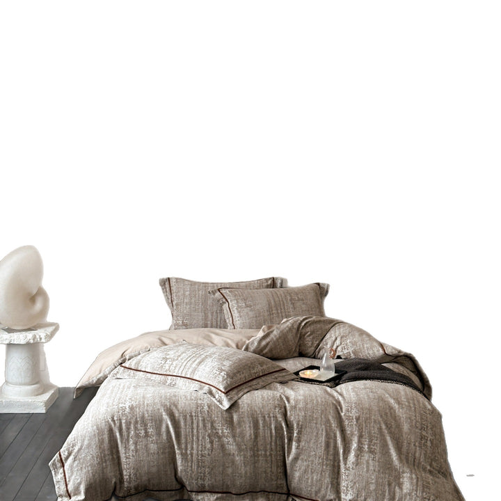 Washed Linen-Blend Textured Duvet Cover Set with Piped Edge Pillow Shams