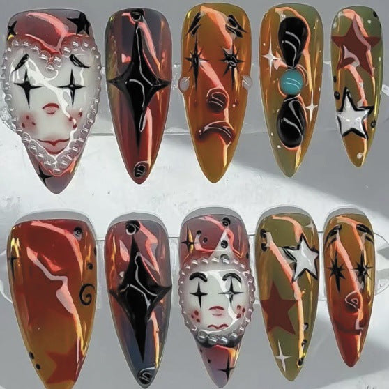 Artistic Press-On Nail Set with Unique Designs