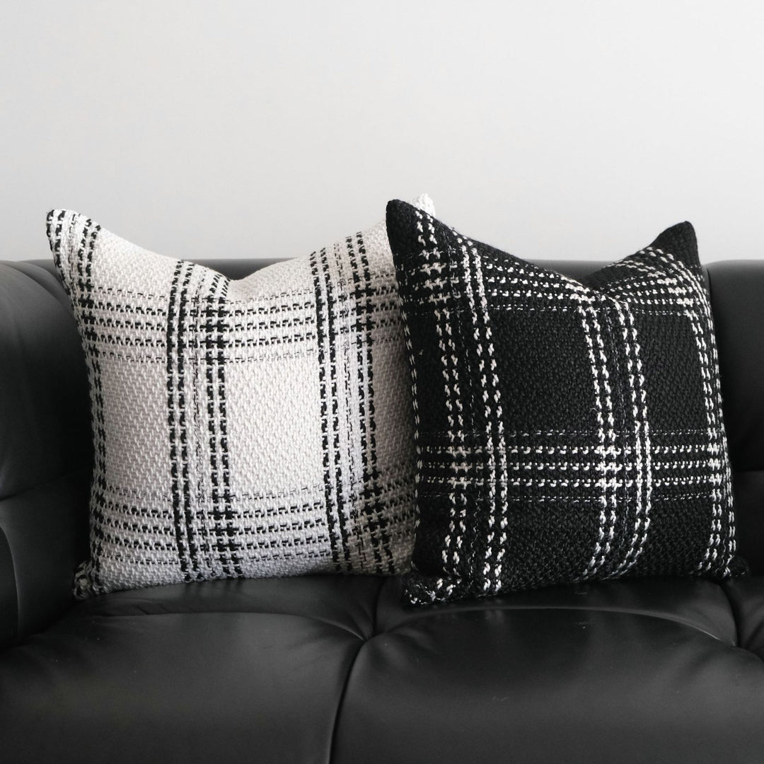 Cozy Textured Plaid Throw Pillow for Home