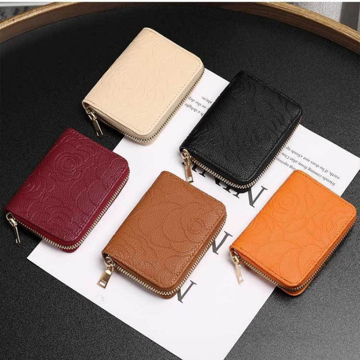 Floral Embossed Zip-Around Wallet