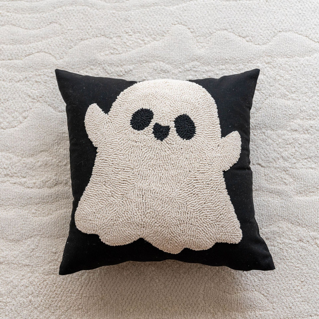 Decorative Hooked Chenille Face Accent Pillow Cover with Hidden Zipper