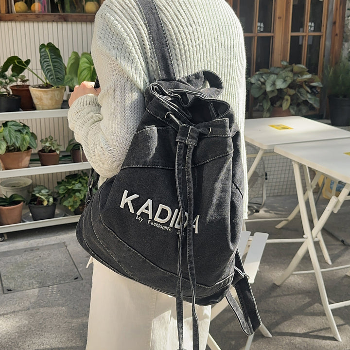 Casual Drawstring Denim Backpack Stornfield