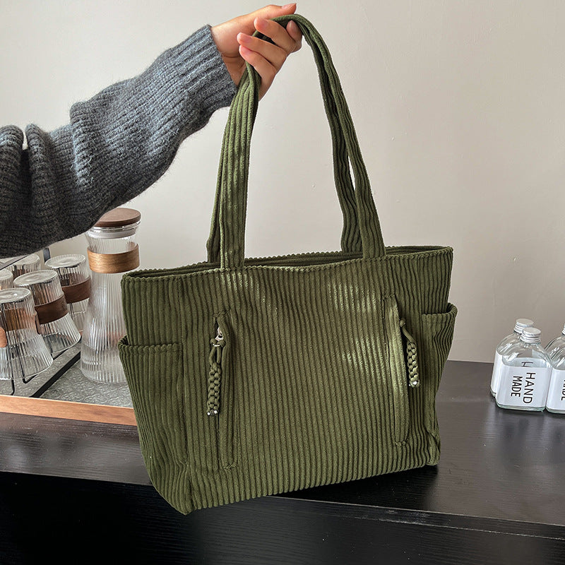 Corduroy Multi-Pocket Tote Bag Stornfield