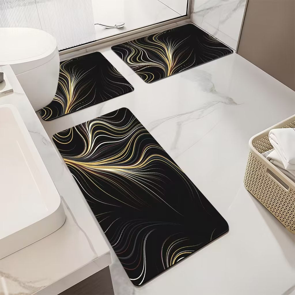 Luxurious Marble Pattern Bath Mat Set Stornfield