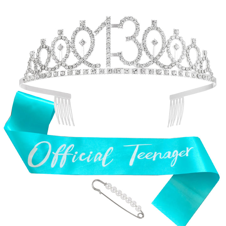 Women's birthday crown and sash set with glitter stones Stornfield