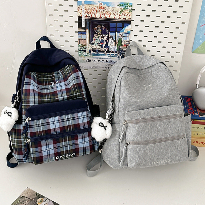Checked Pattern Lightweight School Backpack Stornfield