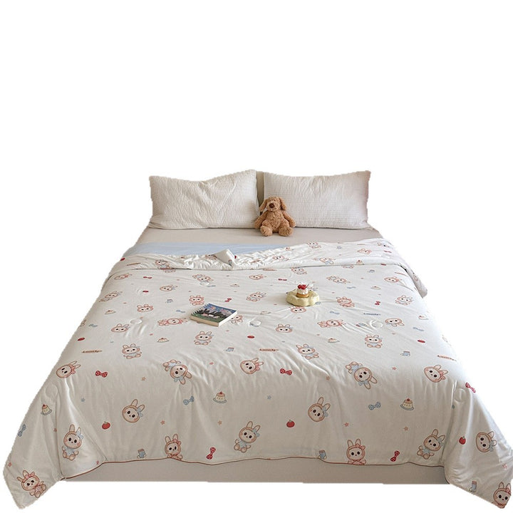 Quilted children's comforter with cute animal print and light microfiber filling