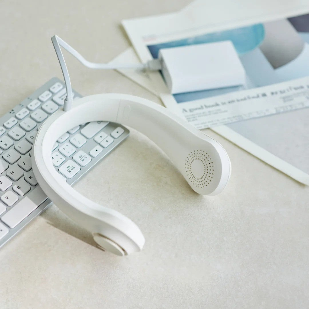 Unisex nan ergonomic neck fan bladeless with rechargeable battery, quiet motor, and adjustable airflow Stornfield