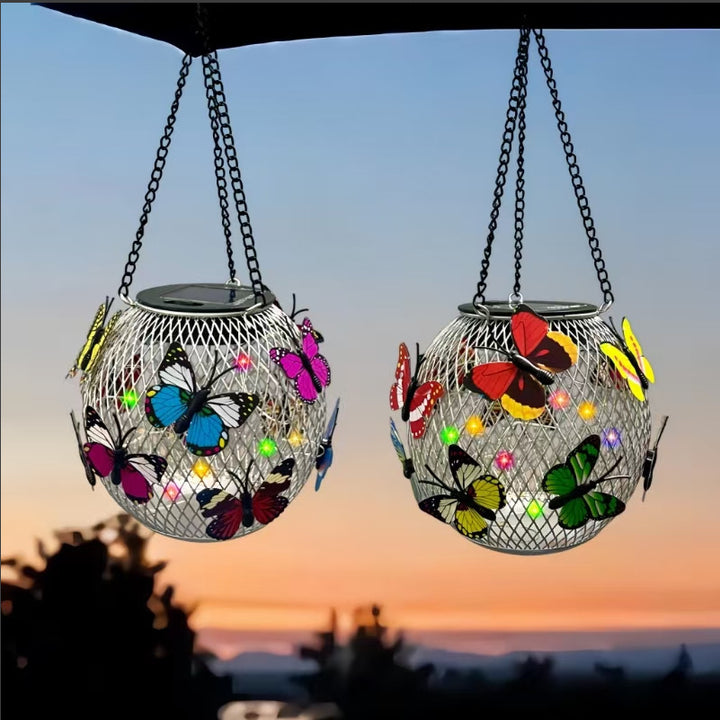 Solar Hanging Outdoor Lanterns With Vintage-Style LED Filament Bulb And Metal Cage Waterproof Suspension Stornfield