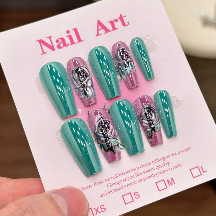 Artistic Floral Press-On Nails  1791254697