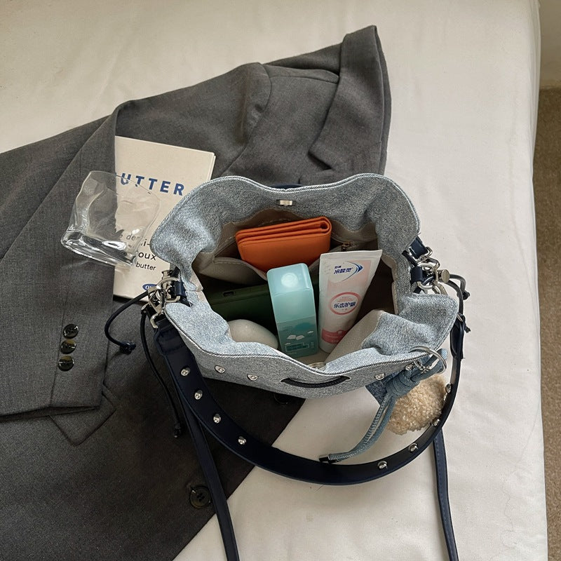Charming Mini Bucket Bag with Cute Pendant