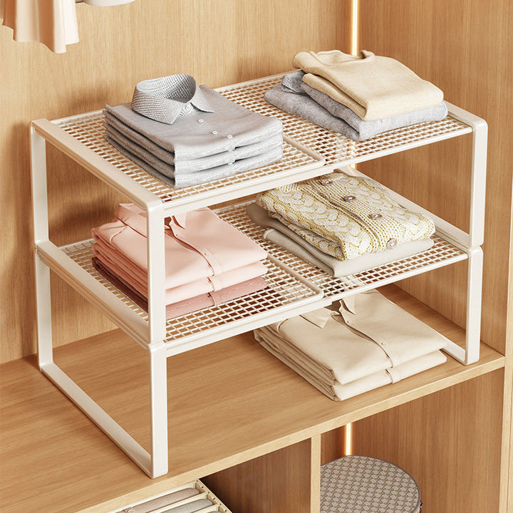 Expandable Metal Closet Shelf Riser and Stackable Wardrobe Organizer