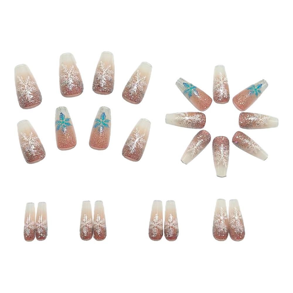 Premium Art Nails with Winter Snowflake Design Stornfield