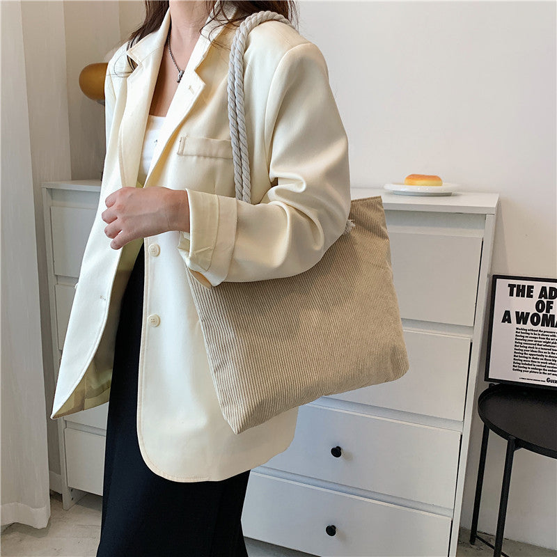Textured Drawstring Tote Bag