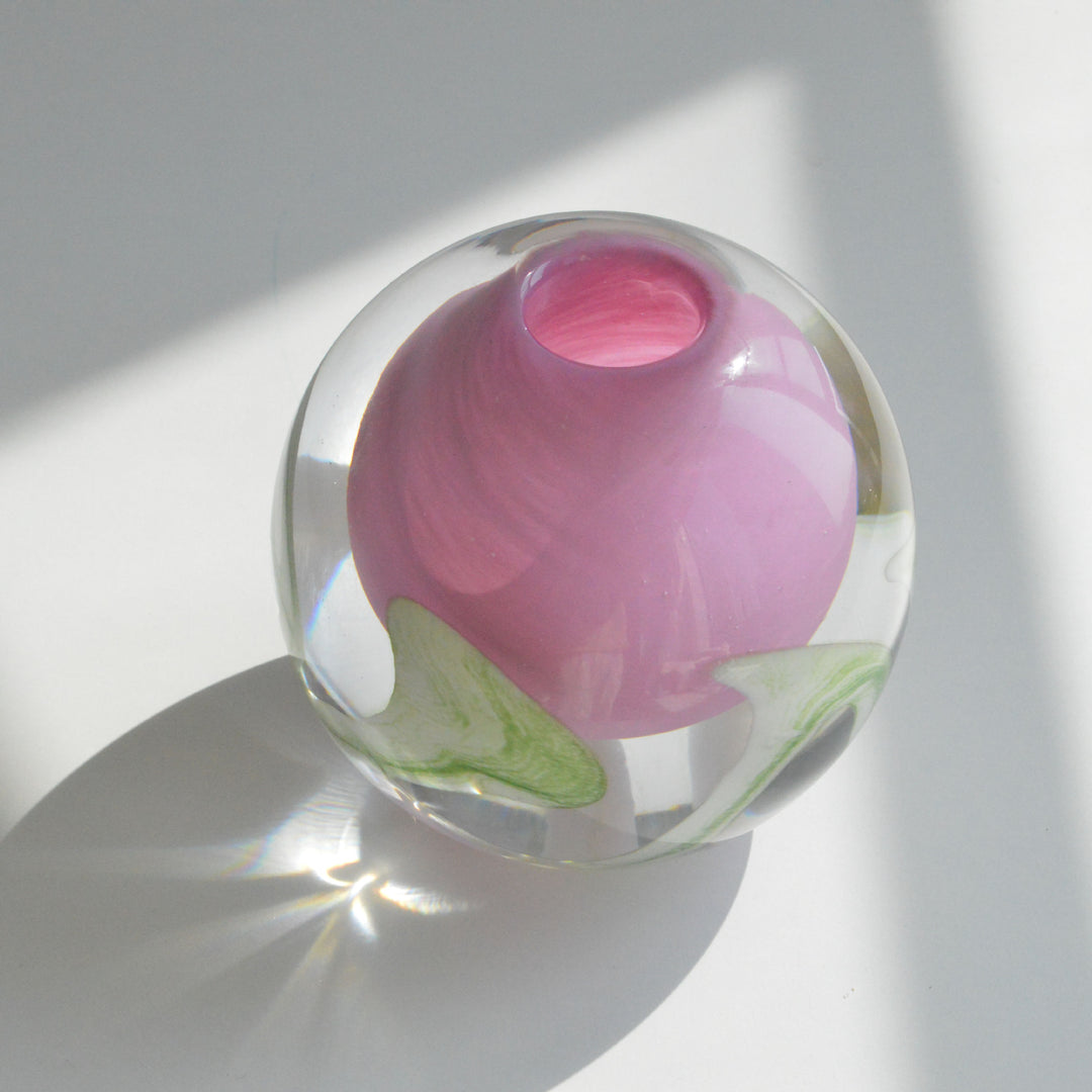 Handblown Encased-Glass Bud Vase with Sculptural Petal Inclusions Stornfield